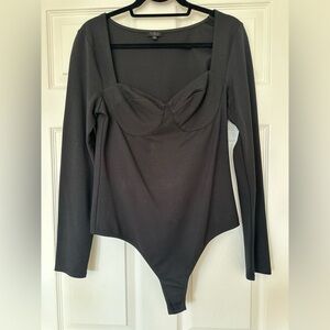 NBD Black Long Sleeve Bodysuit